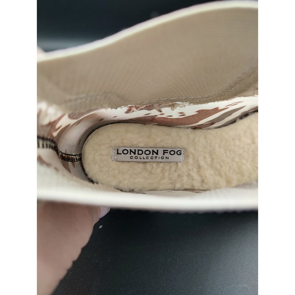 London Fog Womens Cow Print Rain Boots Brown Cream Chelsea Ankle Lug Sole Size 7 - Picture 3 of 9